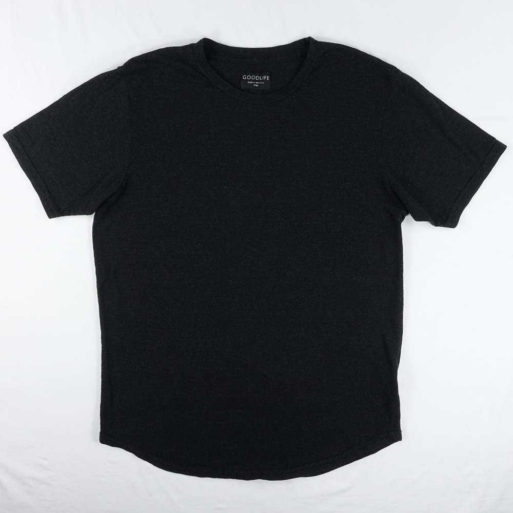 Goodlife T-Shirt Men's Large Curved Hem Tri Blend Casual Made in USA Black
